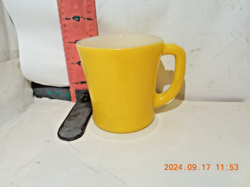 VINTAGE FIRE KING YELLOW D HANDLE COFFEE CUP MUG