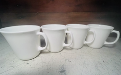 4 CORNING USA VINTAGE WINTER FROST WHITE COFFEE TEA CUP MUGS D HANDLE M’WAVE OK