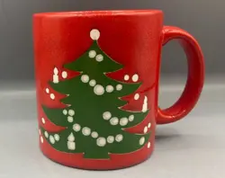 VINTAGE WAECHTERSBACH RED CHRISTMAS TREE COFFEE MUG MADE IN GERMANY