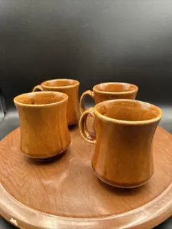 VINTAGE DCC USA POTTERY BROWN RESTAURANT WARE 4 COFFEE CUPS MUGS CUP MUG MCM