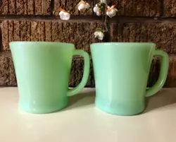 SET OF 2 - VINTAGE 1950S FIRE KING JADEITE DINNER COFFEE MUG, UN-USED