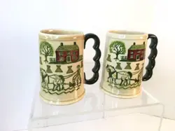 VTG SET 2 CALIFORNIA POTTERY POPPYTRAIL METLOX HOMESTEAD GRAND MUG 16 OZ COFFEE