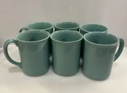 VINTAGE CORNING WARE AQUA SEAFOAM GREEN COFFEE MUGS USA NY SET OF 6