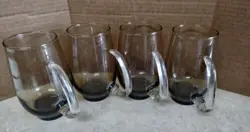 4PC VINTAGE LIBBEY TAWNY SMOKE TEMPO ACCENT TANKERED HANDLED BEER MUGS 12OZ
