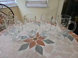 VINTAGE PRINCESS HOUSE HERITAGE CRYSTAL HOT BEVERAGE IRISH COFFEE MUGS SET OF 4