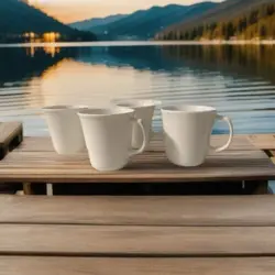 4 CORNING USA VINTAGE WINTER FROST WHITE COFFEE TEA CUP MUGS