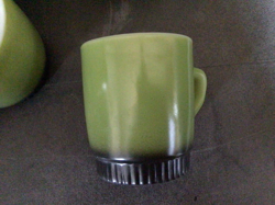 VINTAGE ANCHOR HOCKING FIRE KING AVOCADO GREEN BLACK COFFEE MUG CUPS SET OF 4