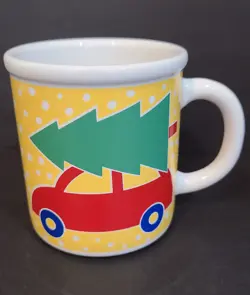 VINTAGE MARIMEKKO  PFALTZGRAFF CHRISTMAS COFFEE MUG CAR WITH TREE ATOP