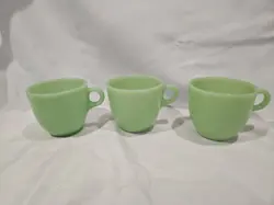 3 RARE VINTAGE FIRE KING JADITE COFFEE TEA CUP HEAVY O C RING HANDLE