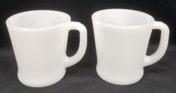 2 VINTAGE FIRE KING OVEN WARE MUGS WHITE MILK GLASS MADE IN USA