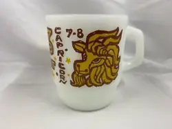 VINTAGE ANCHOR HOCKING FIRE KING ZODIAC MILK GLASS CAPRICORN COFFEE MUG GOAT