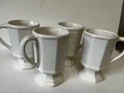 VINTAGE PFALTZGRAFF HERITAGE WHITE PEDESTAL 10 OZ COFFEE TEA COCOA MUGS 5
