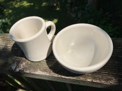 VINTAGE VICTOR  NY INSULATOR CUP AND BOWL RESTAURANT MILITARY CHINA WHITE