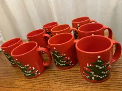 VTG LOT OF 9 WAECHTERSBACH CHRISTMAS TREE JUMBO HUGE 12 OZ MUGS WEST GERMANY