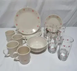VINTAGE CORELLE FOREVER YOURS DISHES PLATES BOWLS MUGS GLASSES 20 PIECE SET