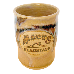 POTTERY VINTAGE MACYS FLAGSTAFF MUG, CUP HANDMADE DRIP GLAZE SIGNED ARNE 05 OOAK