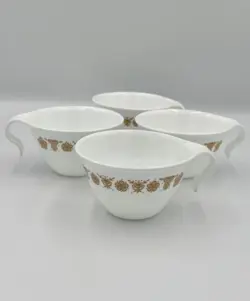 VINTAGE CORELLE BUTTERFLY GOLD HOOK HANDLE MUGS SET OF 4
