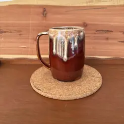 VINTAGE HULL POTTERY BROWN DRIP GLAZE BEER STEIN COFFEE CUP MUG REPLACEMENT 16OZ