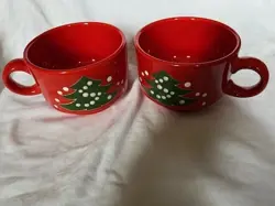 VINTAGE WAECHTERSBACH CHRISTMAS TREE MUGS, SET OF 2