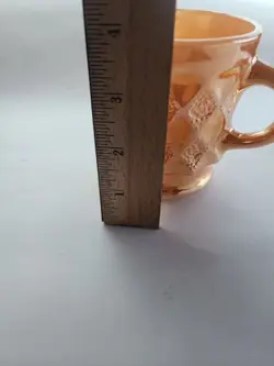 VINTAGE ANCHOR HOCKING FIRE KING PEACH LUSTER KIMBERLY DIAMOND COFFEE TEA CUP