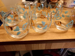 7 VINTAGE ATOM MCM TURQUOISE & GOLD FEDERAL GLASS AMOEBA ROLY POLYS 1955