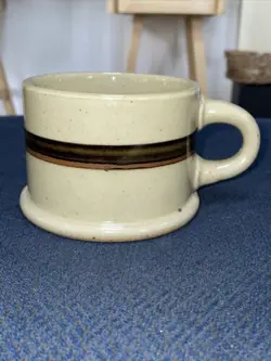 VINTAGE DANSK BLT EARTHSTONE SANDSTONE NIELS REFSGAARD BROWN BAND MUGS CUPS