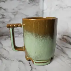 VINTAGE FRANKOMA POTTERY PRAIRIE GREEN MUG CUP(S)