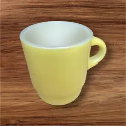 VINTAGE FIRE KING WARE  YELLOW MILK GLASS MUG COFFEE CUP HANDLE USA