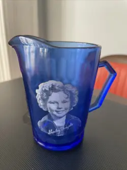 VINTAGE COBALT BLUE GLASS SHIRLEY TEMPLE CUP/MUG/SMALL PITCHER