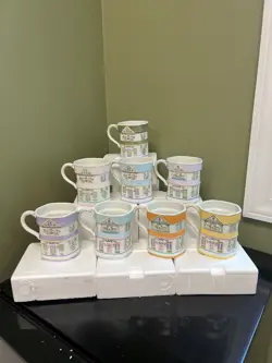 VINTAGE LENOX VILLAGE COFFEE MUG SET OF 8