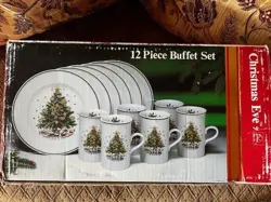 VINTAGE 1984 SALEM CHRISTMAS EVE 12 PIECE BUFFET FINE CHINA SET