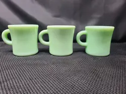 3 VINTAGE FIRE KING JADEITE RESTAURANT WARE C HANDLE COFFEE MUGS OVEN GLASS