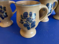 VINTAGE PFALTZGRAFF FOLK ART FOOTED PEDESTAL STONEWARE COFFEE MUG 5