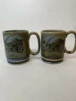 VINTAGE IRISH PORCELAIN, IRISH JAUNTING - CAR PORCELAIN COFFEE MUGS, IRELAND