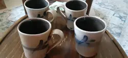 VINTAGE ROWE POTTERY SET OF FOUR MUGS