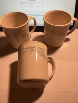 3 CORELLE/CORNING VINTAGE BLUE LILY COFFEE CUPS