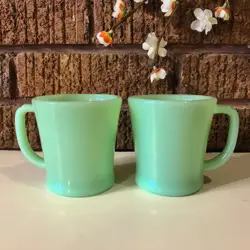 SET OF 2 - VINTAGE 1950S FIRE KING JADEITE DINNER COFFEE MUG - UN-USED