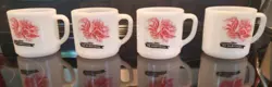 SET OF 4 VINTAGE USC SOUTH CAROLINA GAMECOCKS FEDERAL MILK GLASS COFFEE MUG CUP